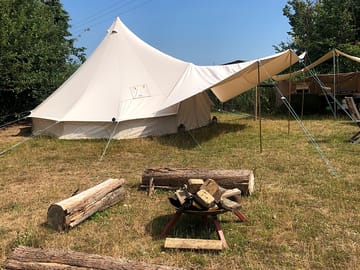 Firepit outside the bell tent