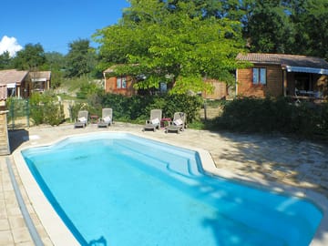 Swimming pool and view over the cottages