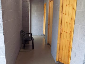 Toilet/shower block hallway