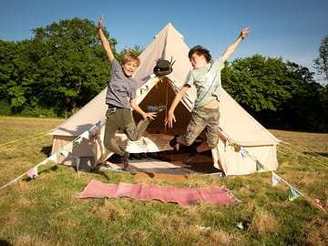 Kids outside the bell