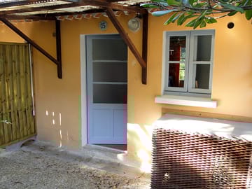 Outside the bungalow
