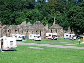 The tourer pitches back onto the priory.