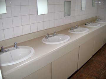 Wash basins in the toilet block