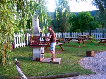 Outdoor barbecue and tables