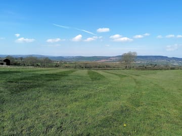 Blue skies over the camping field