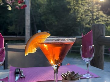 A drink at the on-site restaurant