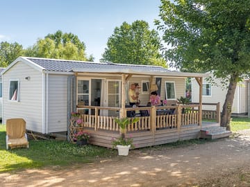 Caravan with covered decking