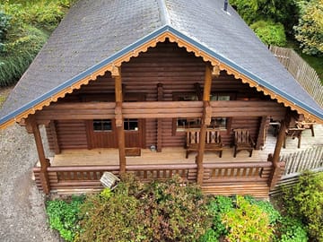 Aerial shot of a cabin