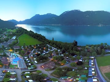 Aerial view of the campsite at night