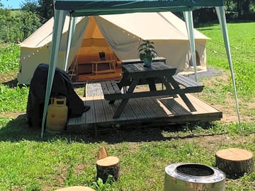 Outside sunflower bell tent