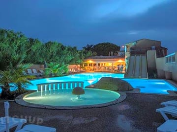 The aqua park at night