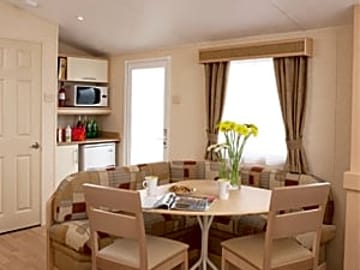 Dining area of one of the caravans