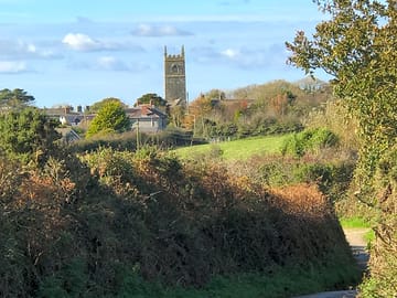 The nearby village