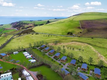Gwynus caravan park overlooking the irish sea in summer