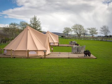 The tents are pitched on decking, so no soggy tent entrances