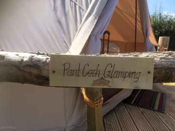 Front of tent with our name