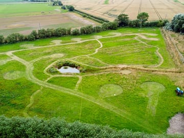 Arial view of our wild tent field with mowed pitches