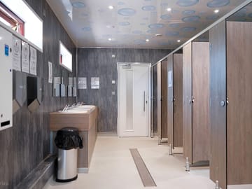 Inside the toilet block