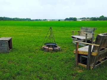 Campfire with cooking pot