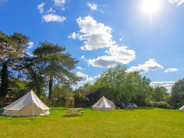 Bell tents in the sunshine