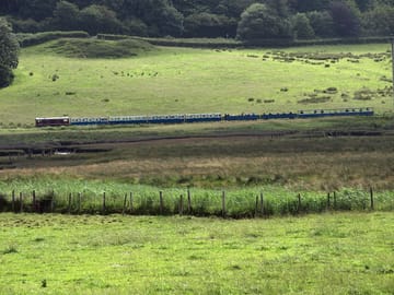 Ravenglass and eskdale minature railway in the distance