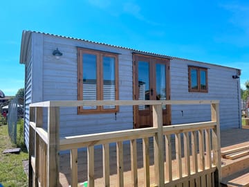 Exterior photo of Shepherd hut with decking