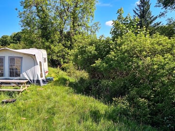 Camping next to the river taw