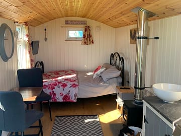 Inside the hut