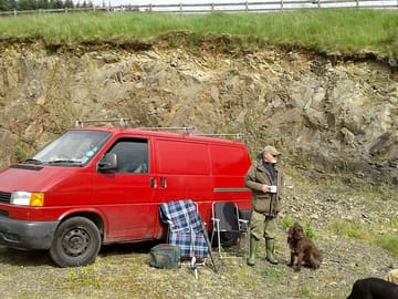 Camper set up in the quarry