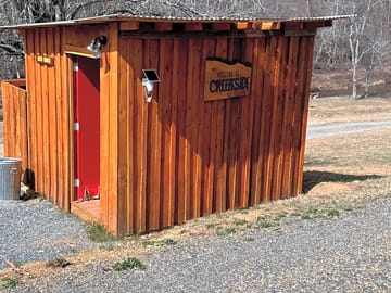 Bathroom and outdoor shower near entrance