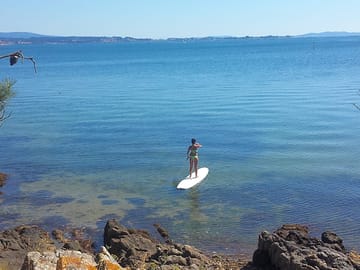 Paddleboarding from the nautical centre next to the site