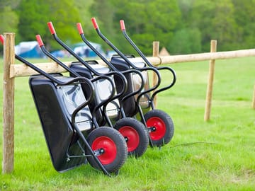 Wheelbarrows provided to transport your kit from car to pitch