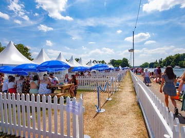 The pavilion enclosure further along the course