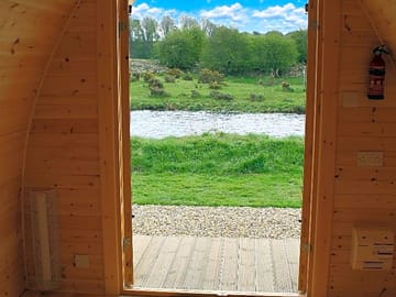 View out of one of the glamping pods at brompton on swale caravan park