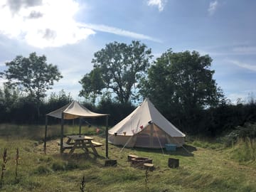 The outside of the bell tent