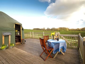 Seating area outside the yurt