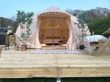 One of the deluxe bell tents