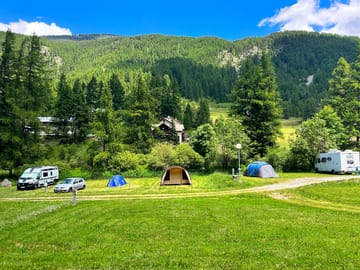 Pitches in mountain scenery