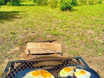 We can cook your breakfast, lunch or dinner @ camp squid off the grid!