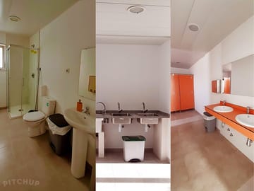 Inside the toilet block
