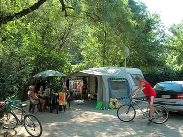 You can bring an awning, gazebo and pup tent on your pitch