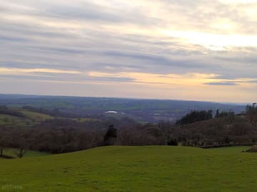 Short walk from the campsite looking down on the glasshouse of the national botanic gardens of wales