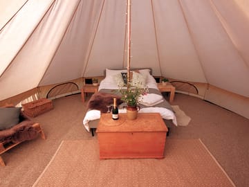 Interior of one of the bell tents