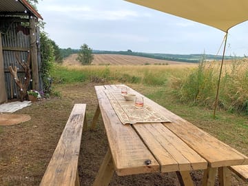 Large table for eating and drinking with fantastic views