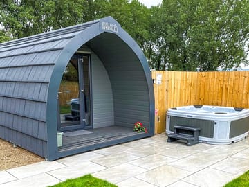 Hot tub outside the pod