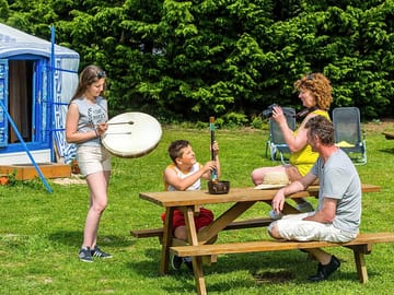 Picnicking outside the yurt