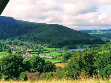 View over Talley Abbey to the lake