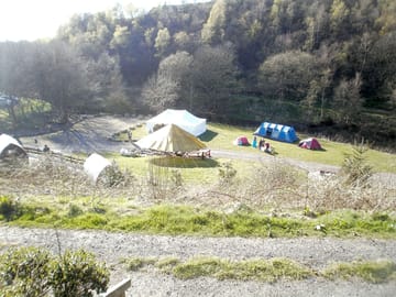 Tent area and camping pods