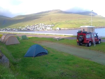 Pitch up by the water's edge