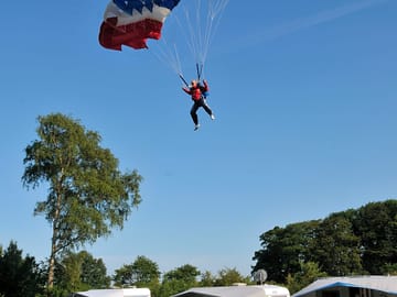 Parachuting over the park